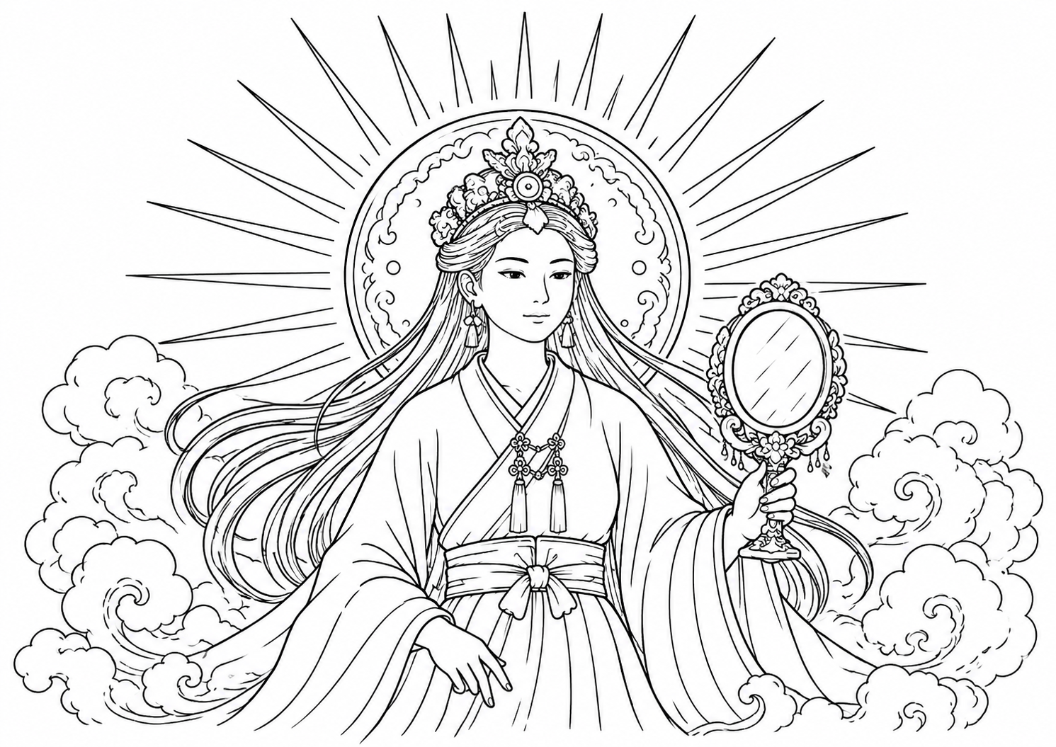 fete-anniversaire-mythologies-monde-amaterasu-coloriage