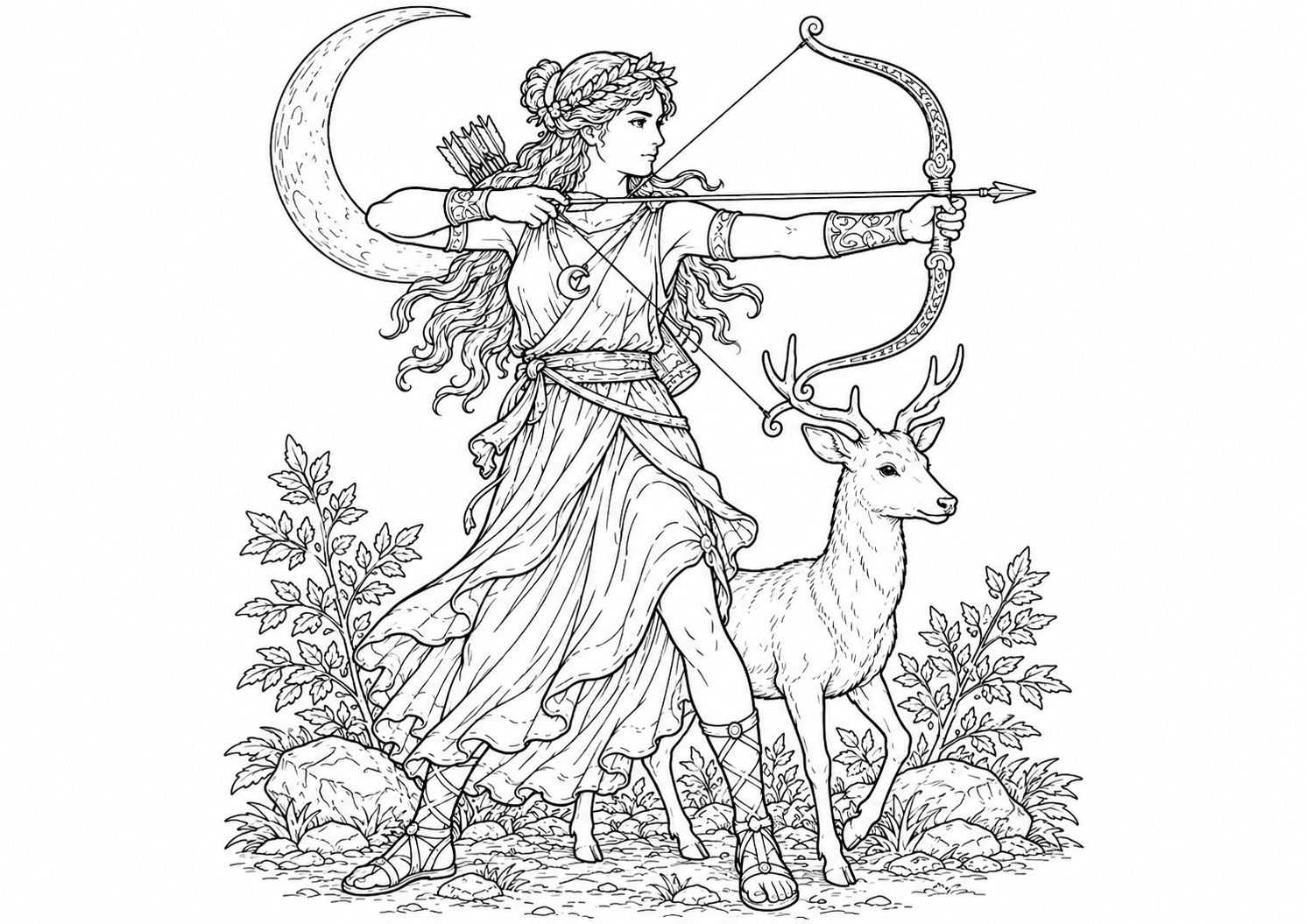 fete-anniversaire-mythologies-monde-artemis-coloriage