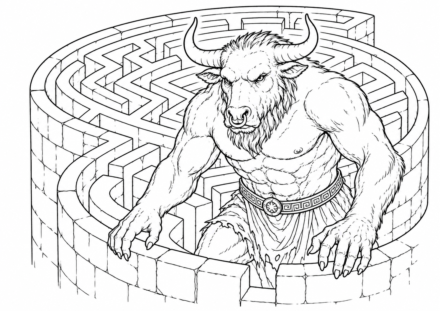 fete-anniversaire-mythologies-monde-labyrinthe-minotaure-coloriage