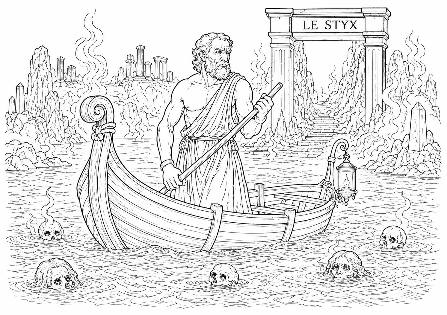 fete-anniversaire-mythologies-monde-styx-charon-coloriage